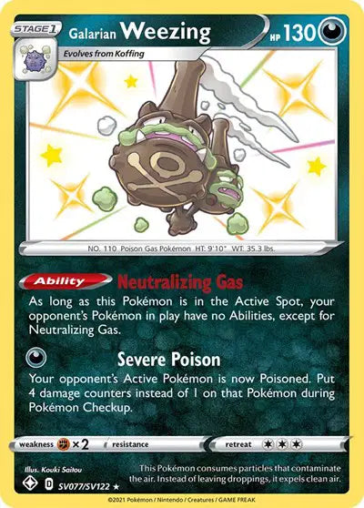 Galarian Weezing Shining Fates: Shiny Vault Shiny Holo Rare SV077/SV122