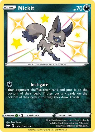 Nickit Shining Fates: Shiny Vault Shiny Holo Rare SV081/SV122