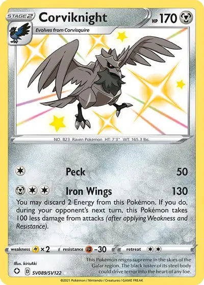 Corviknight Shining Fates: Shiny Vault Shiny Holo Rare SV089/SV122