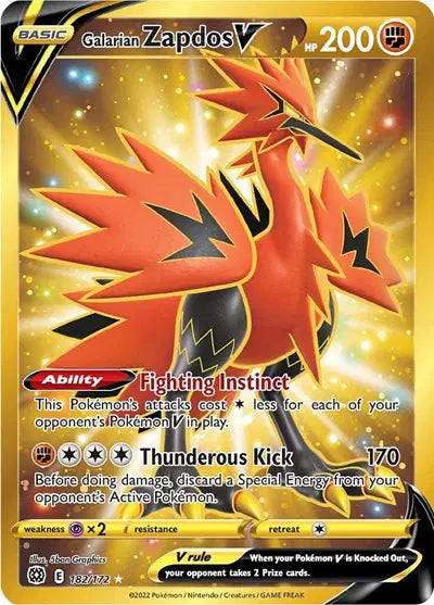 Galarian Zapdos V (Secret) Brilliant Stars Ultra Rare 182/172
