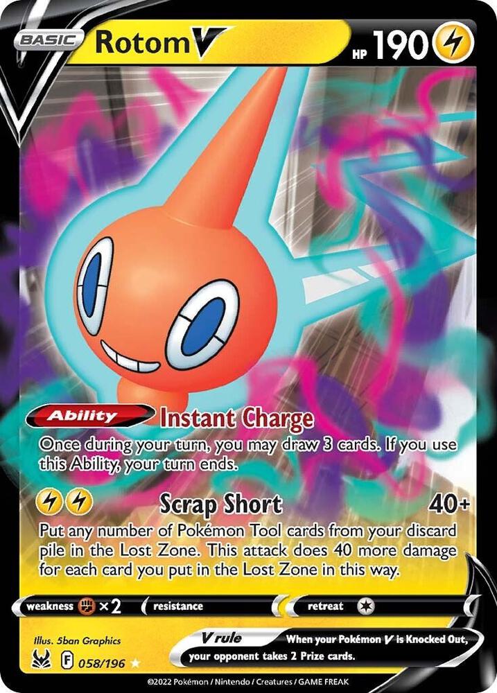 Rotom V 058/196 (SWSH11: Lost Origin)  - Holofoil