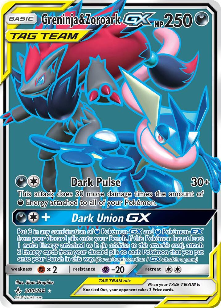 Greninja & Zoroark GX 200/214 (SM - Unbroken Bonds)  - Holofoil