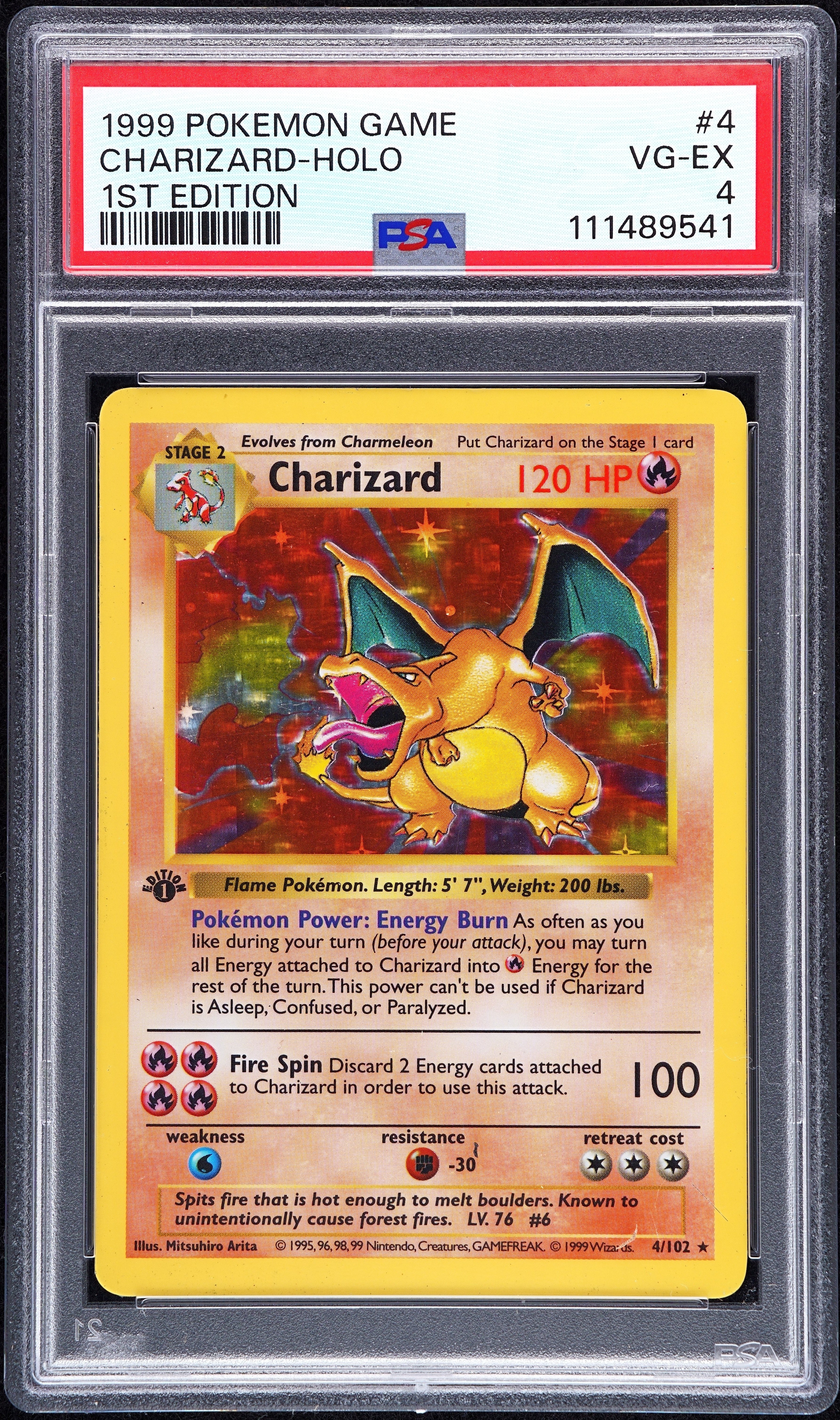 1999 POKEMON GAME #4 CHARIZARD-HOLO 1ST EDITION PSA 4
