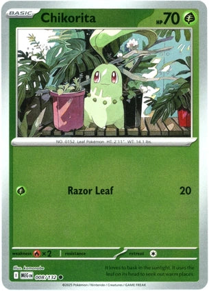 Chikorita 008/132 (ME01: Mega Evolution)  - Reverse Holofoil