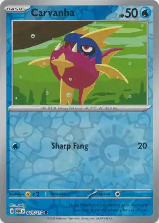 Carvanha 046/197 (SV03: Obsidian Flames)  - Reverse Holofoil