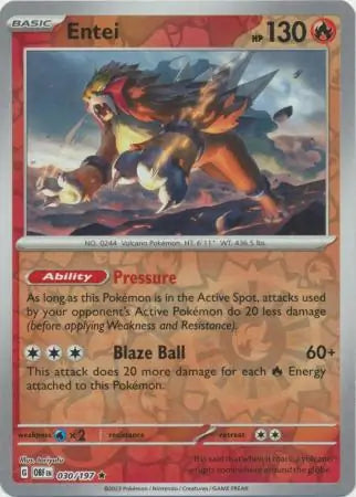 Entei 030/197 (SV03: Obsidian Flames)  - Reverse Holofoil