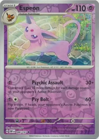 Espeon 086/197 (SV03: Obsidian Flames)  - Reverse Holofoil