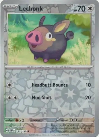 Lechonk 182/197 (SV03: Obsidian Flames)  - Reverse Holofoil