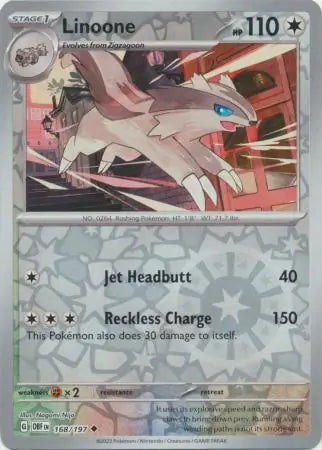 Linoone 168/197 (SV03: Obsidian Flames)  - Reverse Holofoil