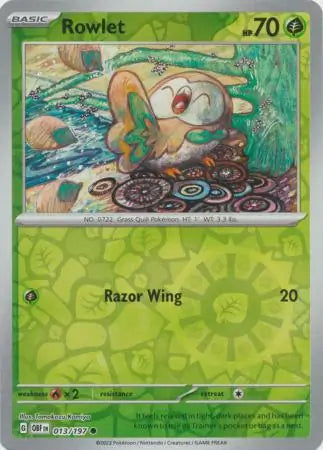 Rowlet 013/197 (SV03: Obsidian Flames)  - Reverse Holofoil