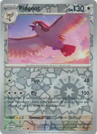 Pidgeot 018/165 (SV: Scarlet & Violet 151)  - Reverse Holofoil