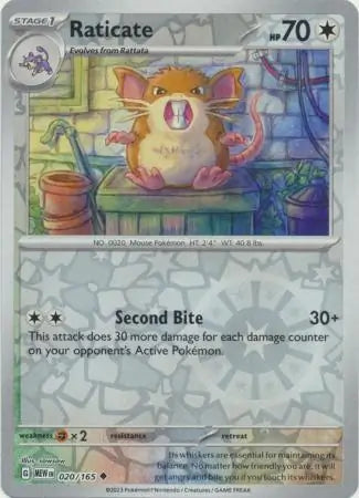Raticate 020/165 (SV: Scarlet & Violet 151)  - Reverse Holofoil