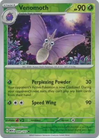 Venomoth 049/165 (SV: Scarlet & Violet 151)  - Reverse Holofoil