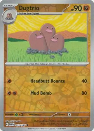 Dugtrio 051/165 (SV: Scarlet & Violet 151)  - Reverse Holofoil
