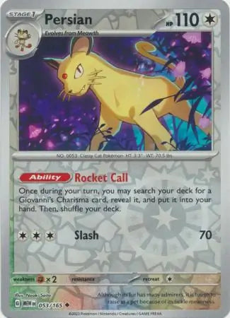 Persian 053/165 (SV: Scarlet & Violet 151)  - Reverse Holofoil