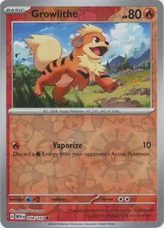 Growlithe 058/165 (SV: Scarlet & Violet 151)  - Reverse Holofoil
