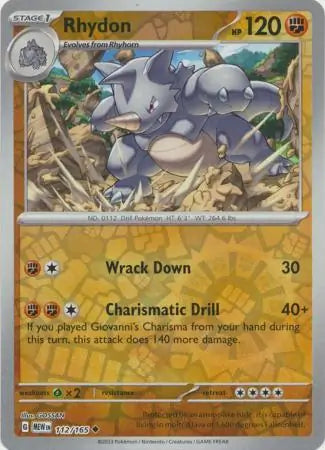 Rhydon 112/165 (SV: Scarlet & Violet 151)  - Reverse Holofoil