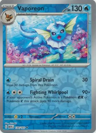Vaporeon 134/165 (SV: Scarlet & Violet 151)  - Reverse Holofoil