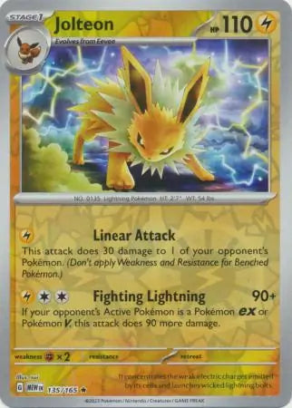 Jolteon 135/165 (SV: Scarlet & Violet 151)  - Reverse Holofoil
