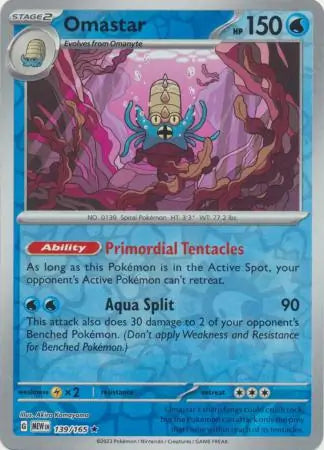 Omastar 139/165 (SV: Scarlet & Violet 151)  - Reverse Holofoil