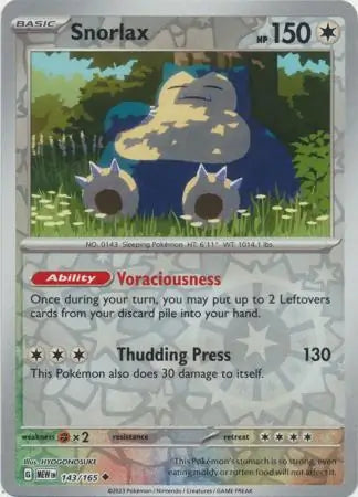 Snorlax 143/165 (SV: Scarlet & Violet 151)  - Reverse Holofoil