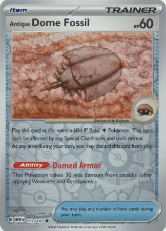 Antique Dome Fossil 152/165 (SV: Scarlet & Violet 151)  - Reverse Holofoil