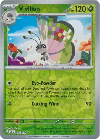 Vivillon 007/191 (SV08: Surging Sparks)  - Reverse Holofoil