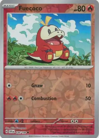 Fuecoco 036/198 (SV01: Scarlet & Violet Base Set)  - Reverse Holofoil