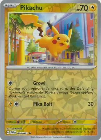 Pikachu 018/091 (SV: Paldean Fates)  - Reverse Holofoil