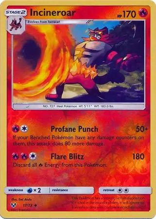 Incineroar 17/73 (Shining Legends)  - Reverse Holofoil