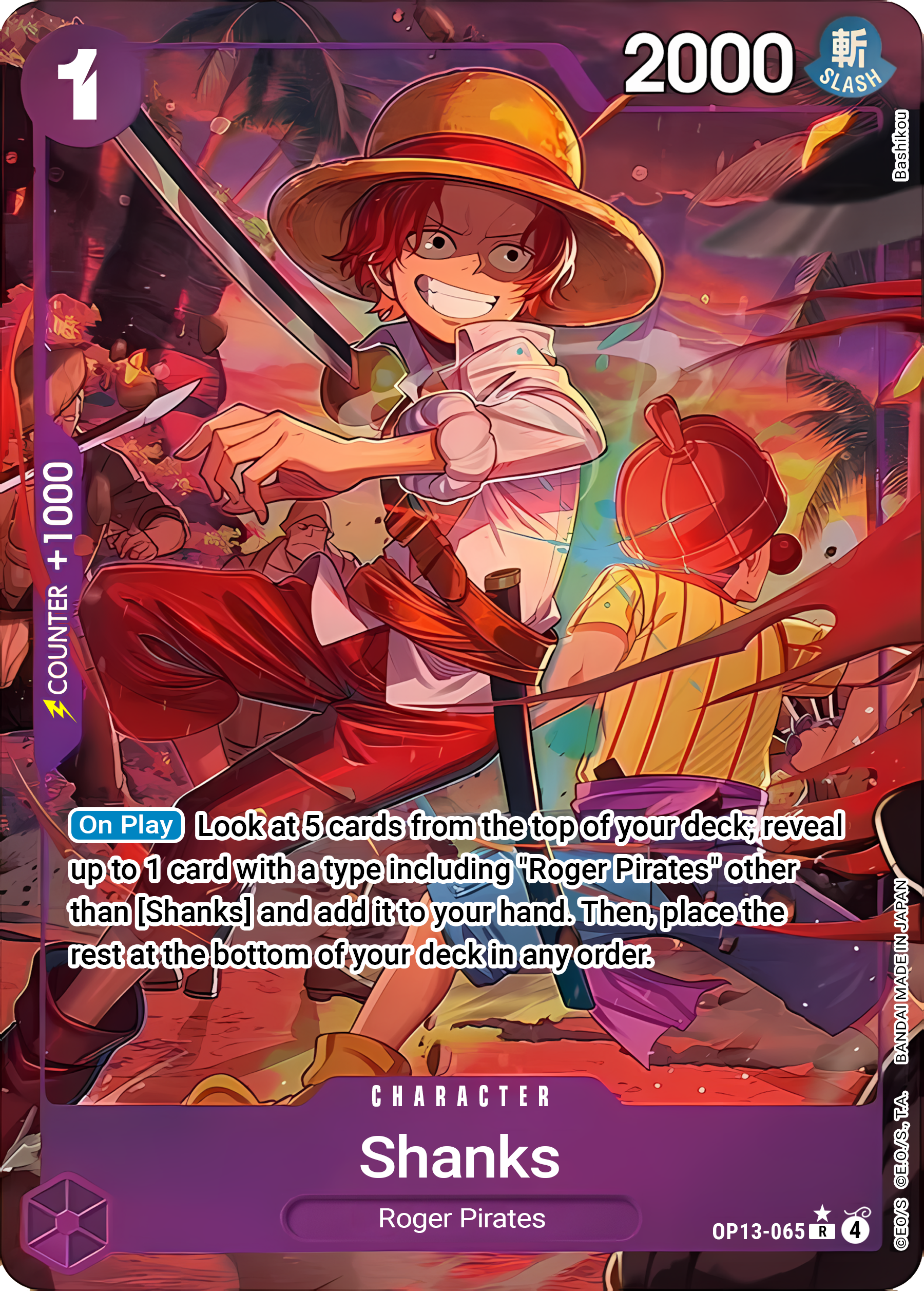 Shanks OP13-065 (Carrying On His Will)  - Alternate Art Foil