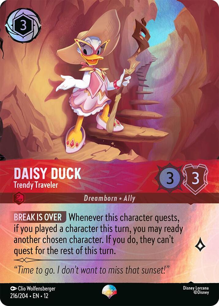 Daisy Duck, Trendy Traveler 216/204 (Wilds Unknown)  - Rainbow Holofoil