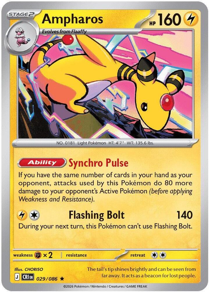 Ampharos 029/086 (ME04: Chaos Rising)  - Holofoil