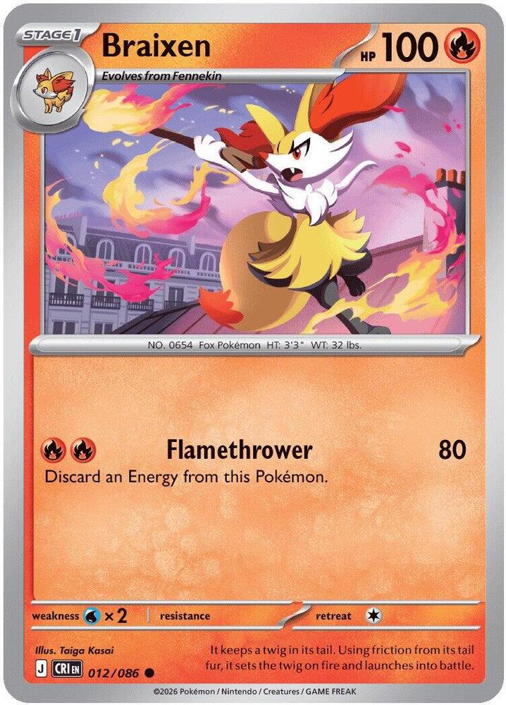 Braixen 012/086 (ME04: Chaos Rising)  - Reverse Holofoil