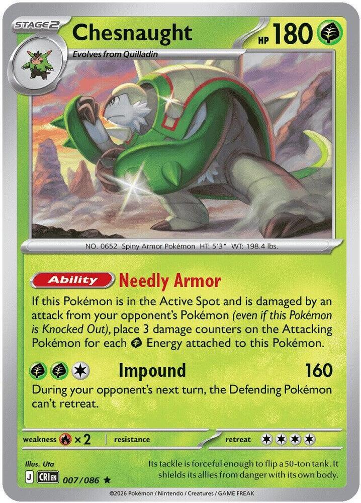 Chesnaught 007/086 (ME04: Chaos Rising)  - Holofoil