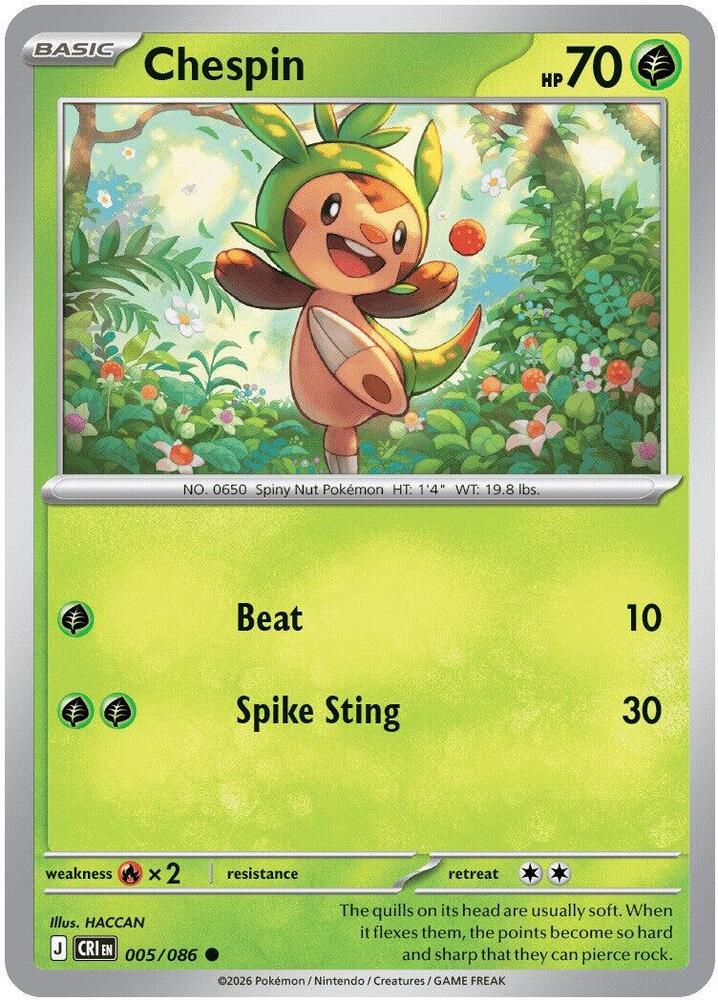 Chespin 005/086 (ME04: Chaos Rising)  - Reverse Holofoil