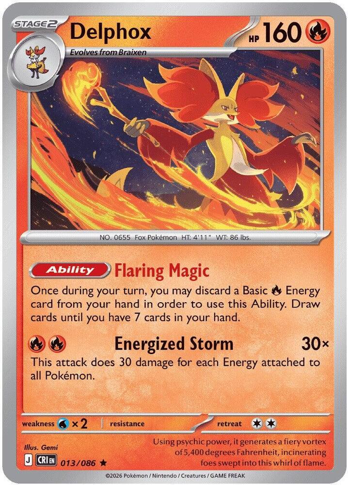 Delphox 013/086 (ME04: Chaos Rising)  - Reverse Holofoil