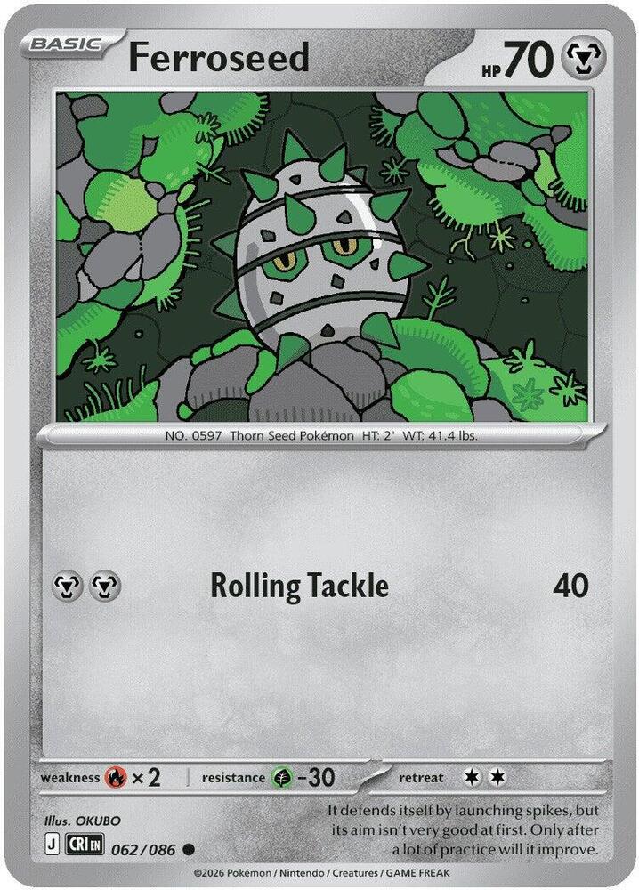 Ferroseed 062/086 (ME04: Chaos Rising)  - Reverse Holofoil