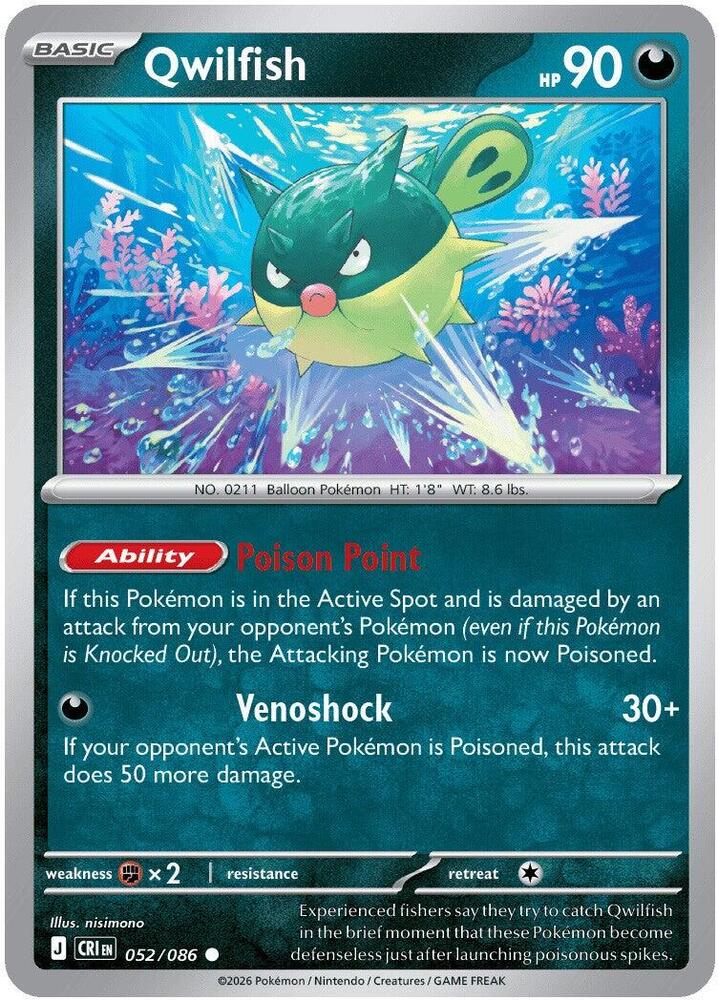 Qwilfish 052/086 (ME04: Chaos Rising)  - Reverse Holofoil