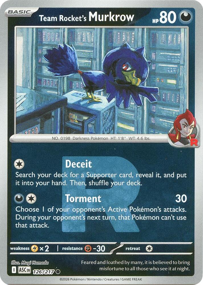 Team Rocket's Murkrow 126/217 (ME: Ascended Heroes)  - Team Rocket Holofoil