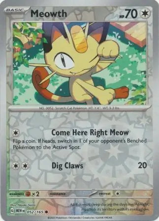 Meowth 052/165 (SV: Scarlet & Violet 151)  - Reverse Holofoil