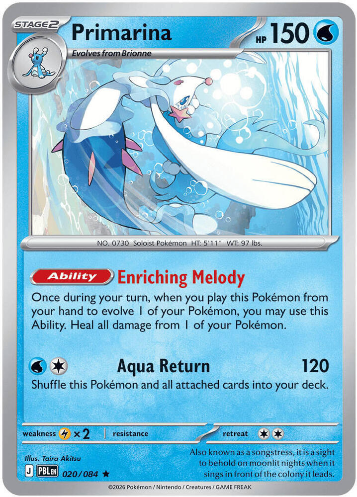 Primarina 020/084 (ME05: Pitch Black)  - Holofoil