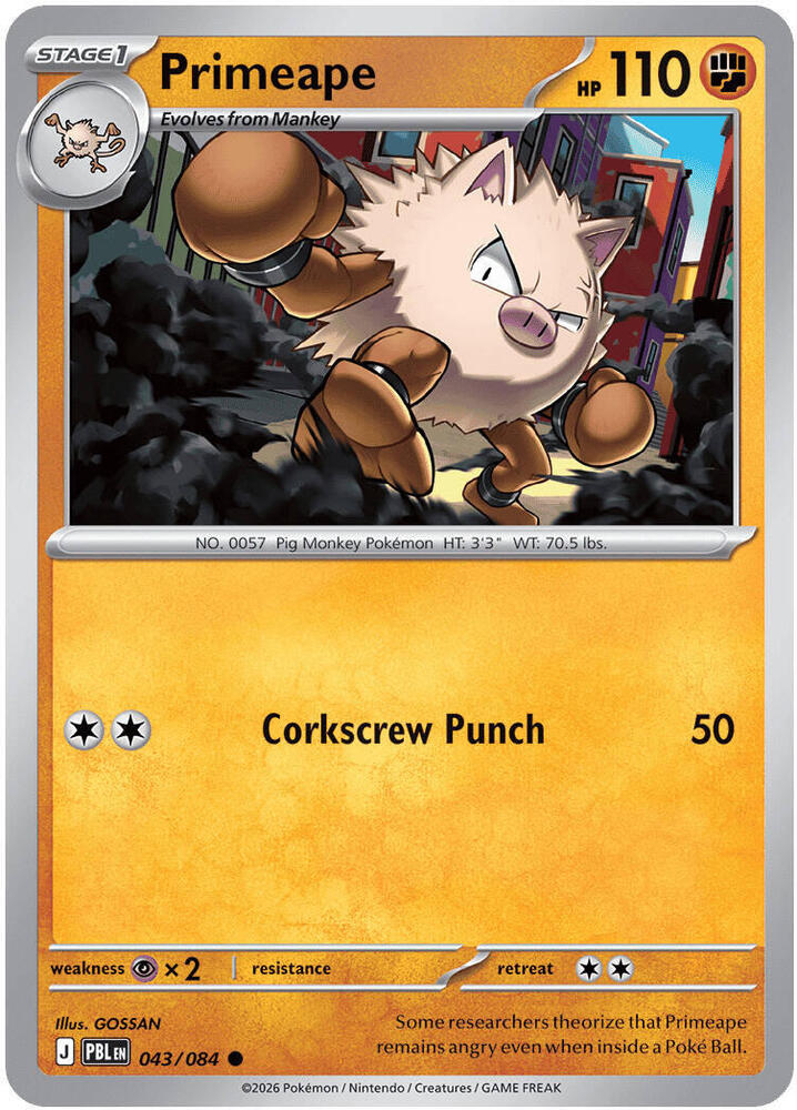 Primeape 043/084 (ME05: Pitch Black)  - Reverse Holofoil