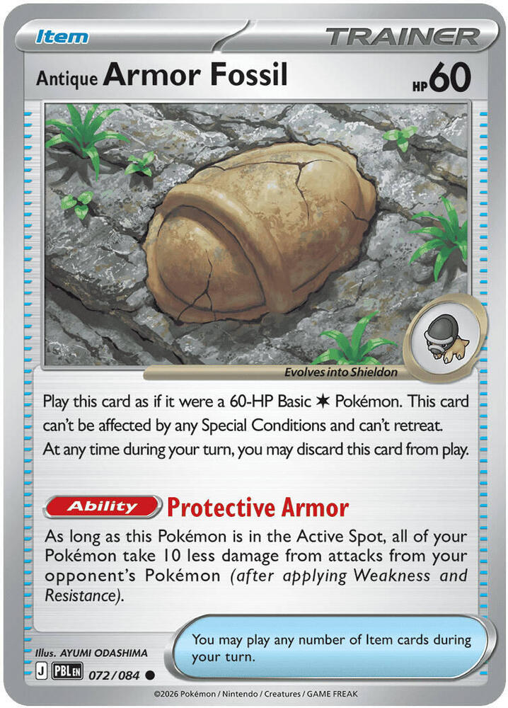 Antique Armor Fossil 072/084 (ME05: Pitch Black)  - Reverse Holofoil