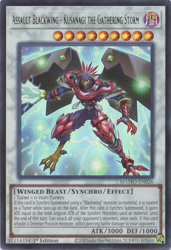 Assault Blackwing Kusanagi the Gathering Storm MAMO-EN026 (Magnificent Monsters)  - 1st Edition