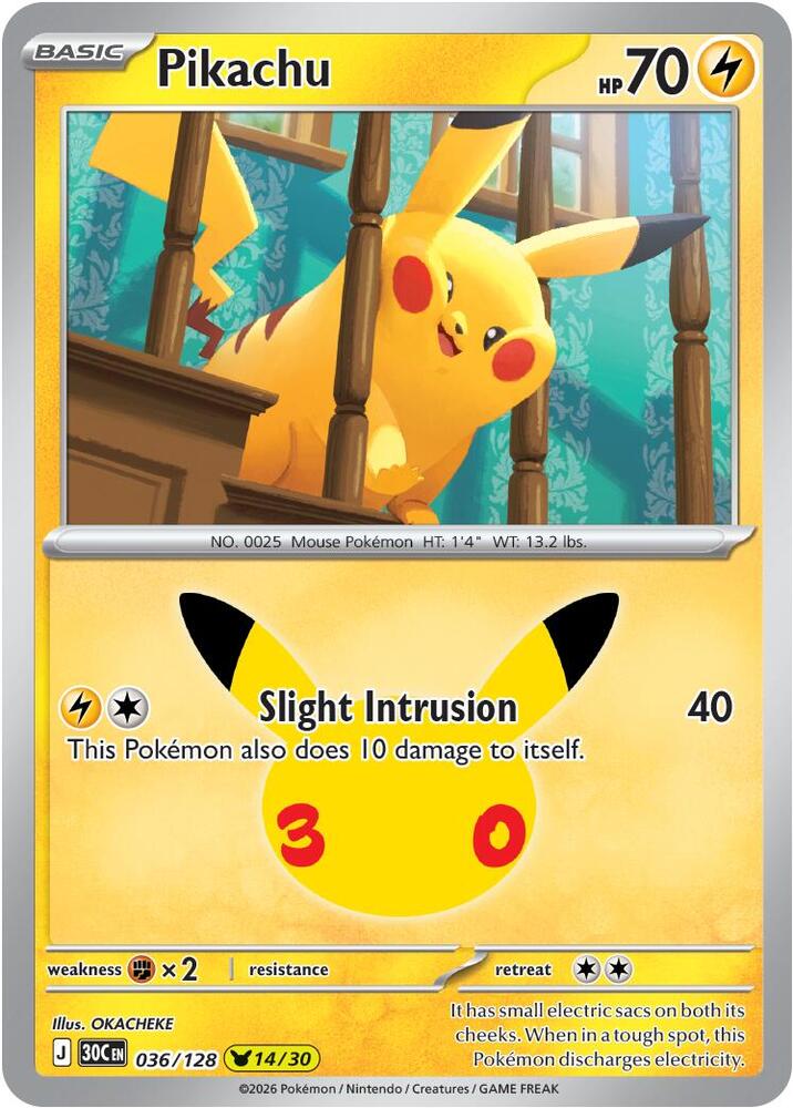 Pikachu 036/128 (ME: 30th Celebration)  - Holofoil