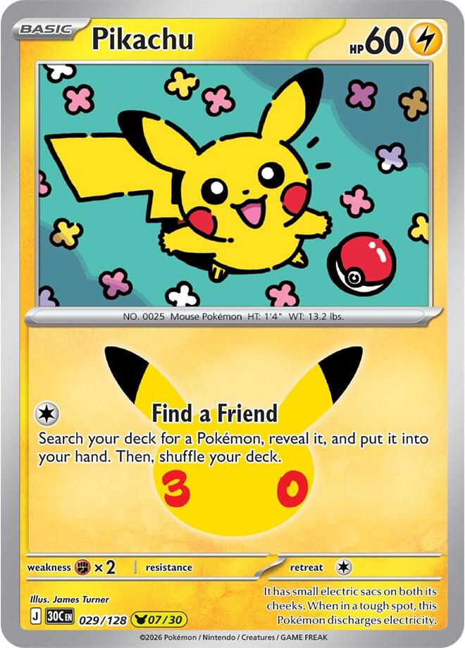 Pikachu 029/128 (ME: 30th Celebration)  - Holofoil