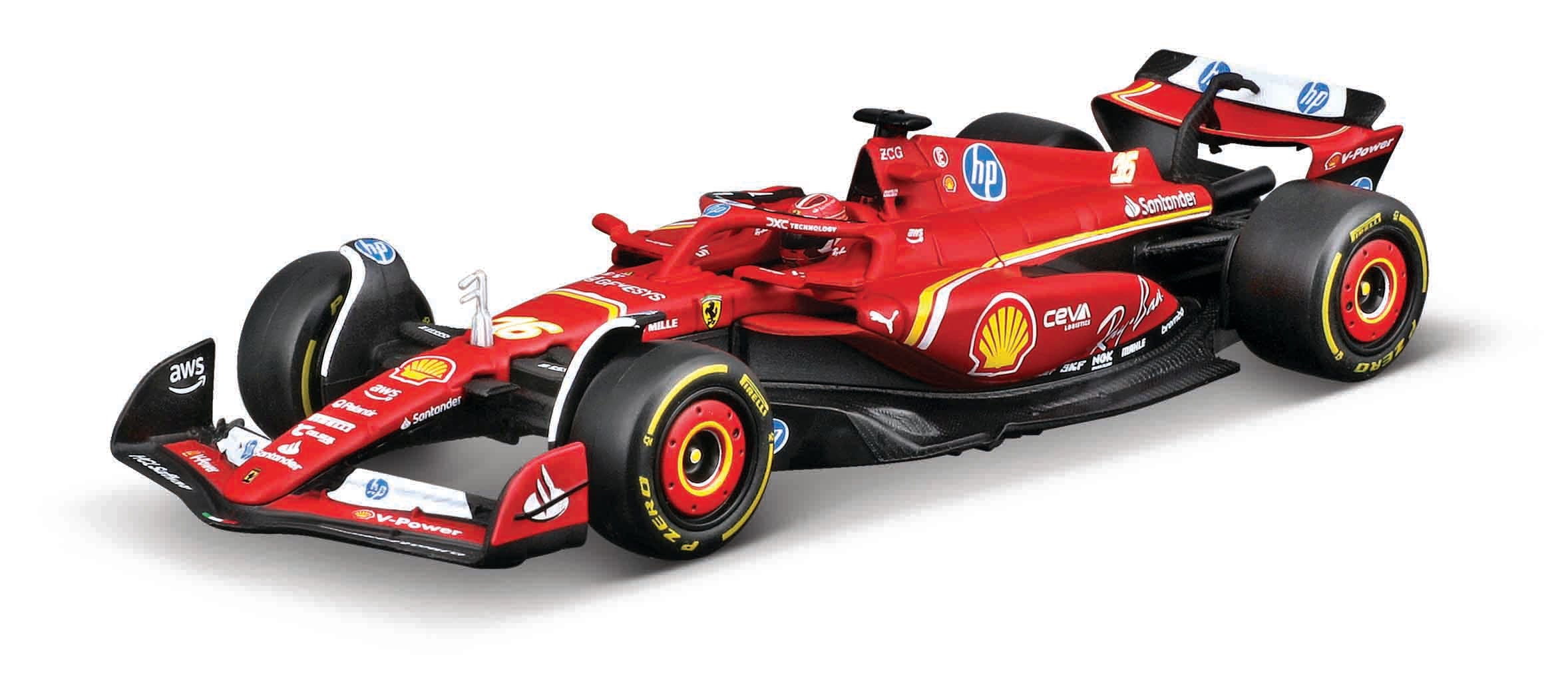 Bburago F1 with Helmet 1:43 2024 F-1 Ferrari  SF-24 #16 Leclerc with Helmet - Italian GP Imola