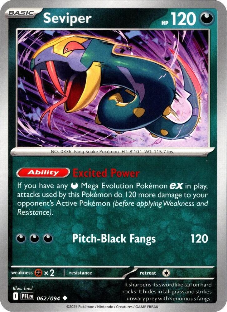 Seviper 062/094 (ME02: Phantasmal Flames)  - Reverse Holofoil
