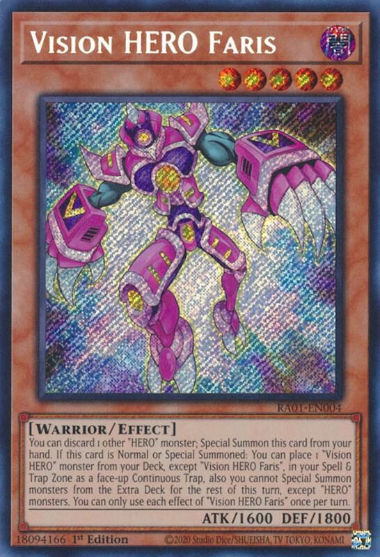 Vision HERO Faris Secret Rare RA01-EN004 (25th Anniversary Rarity Collection)  - 1st Edition